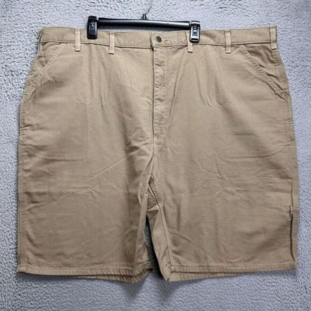 Carhartt Khakis Shorts Mens 50X11 Big Tall Tan Canvas Workwear Utility Logo NEW